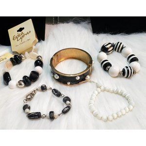 Black and White Bracelet set - 5 Bracelets